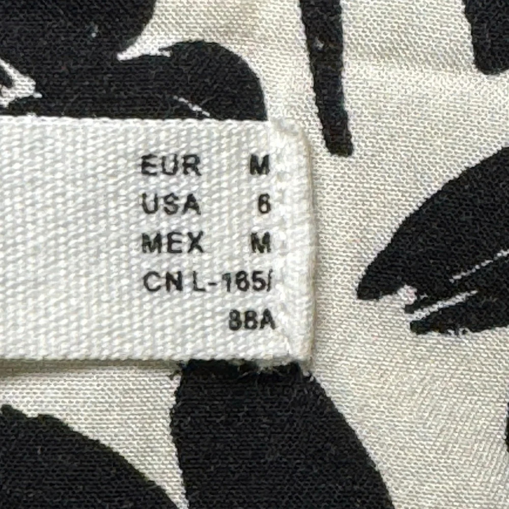 🌻 MNG Black & White Floral Midi Peasant Dress* Women’s size 6 Cottagecore - Picture 9 of 16